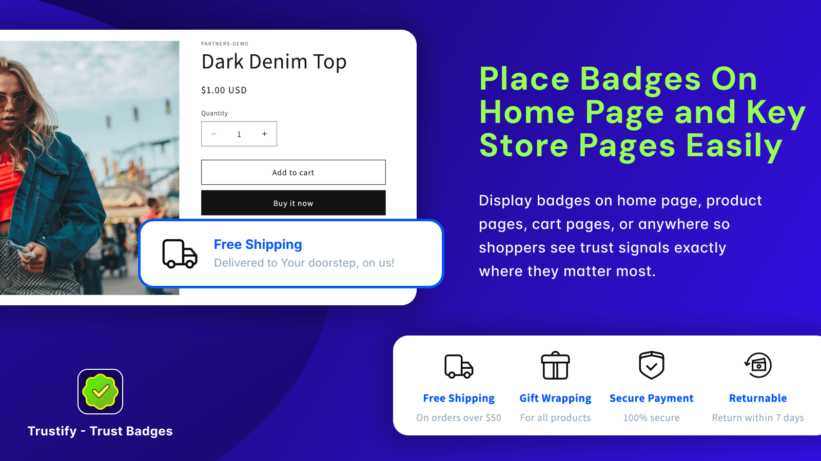 Placement on product and cart pages