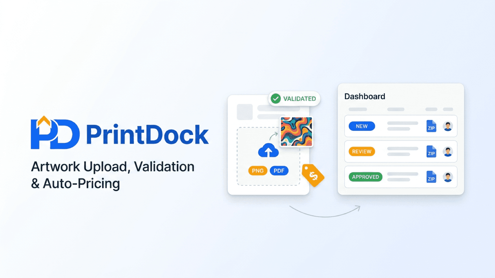 PrintDock: artwork upload, validation, auto-pricing & fulfilment