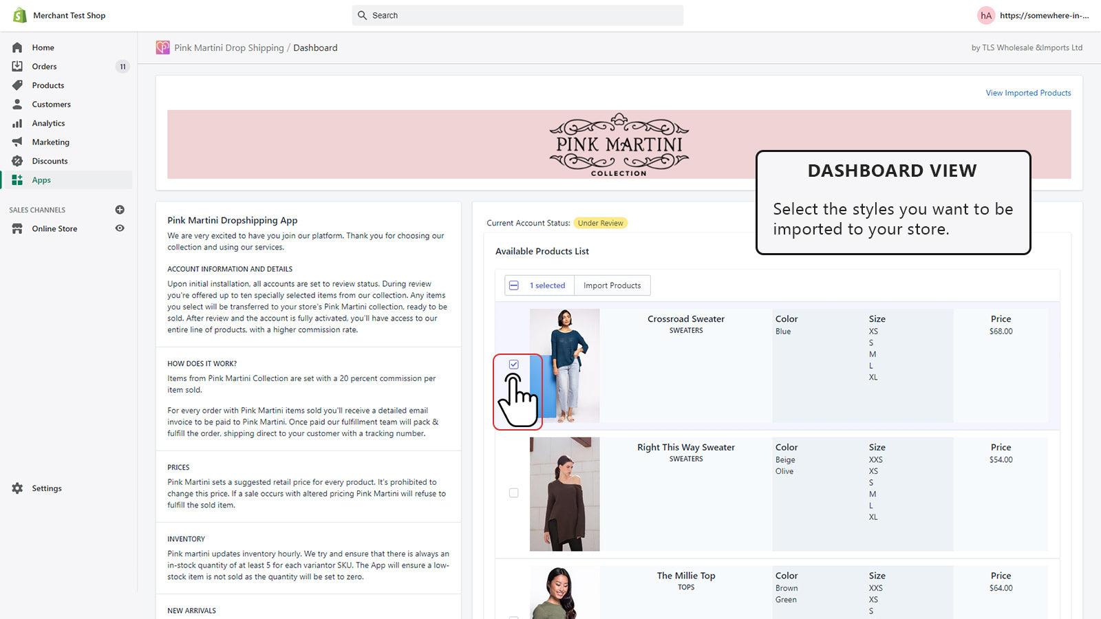 Pink Martini App Dashboard