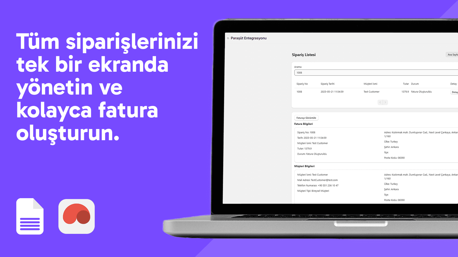 Tüm siparişlerinizi tek bir ekranda yönetin ve fatura oluşturun.