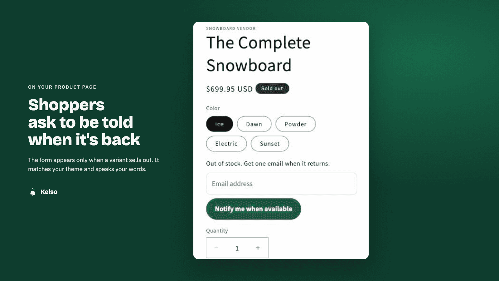 Notify shoppers when products are back in stock