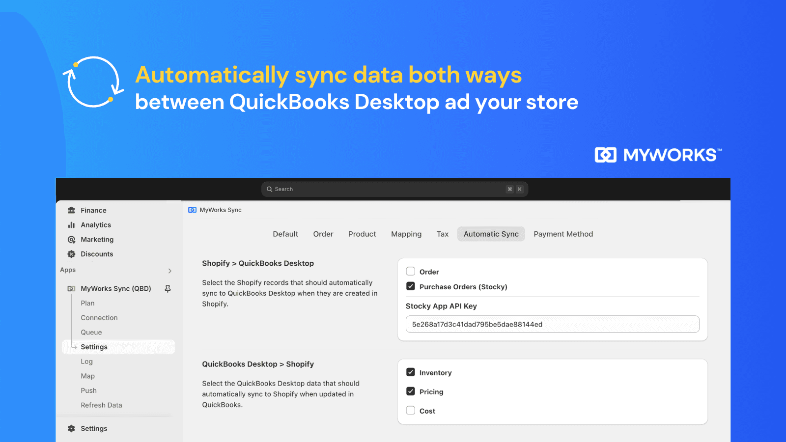 Seamlessly sync Shopify & QuickBooks Desktop, both ways.