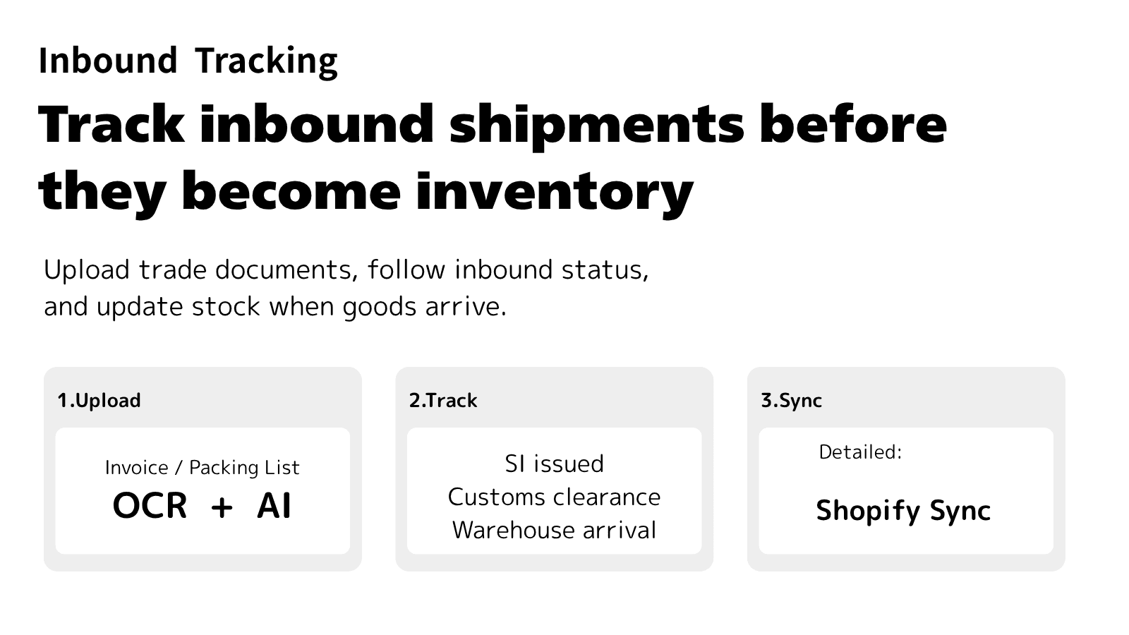 Track inbound shipments from document upload to inventory update