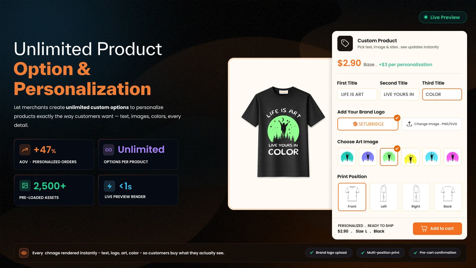 Product Options Personalizer with Text and Image Preview