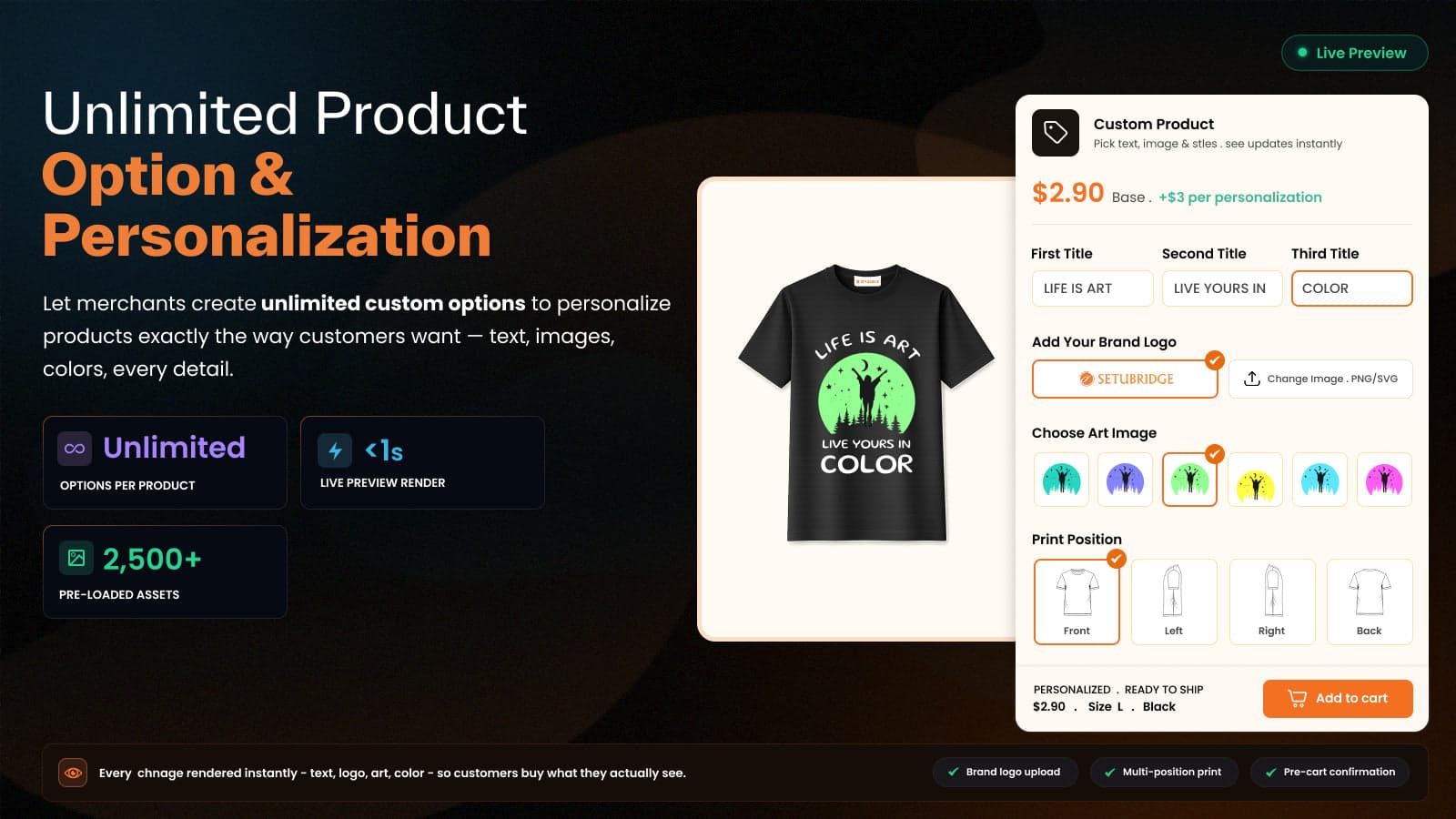 Product Options Personalizer with Text and Image Preview
