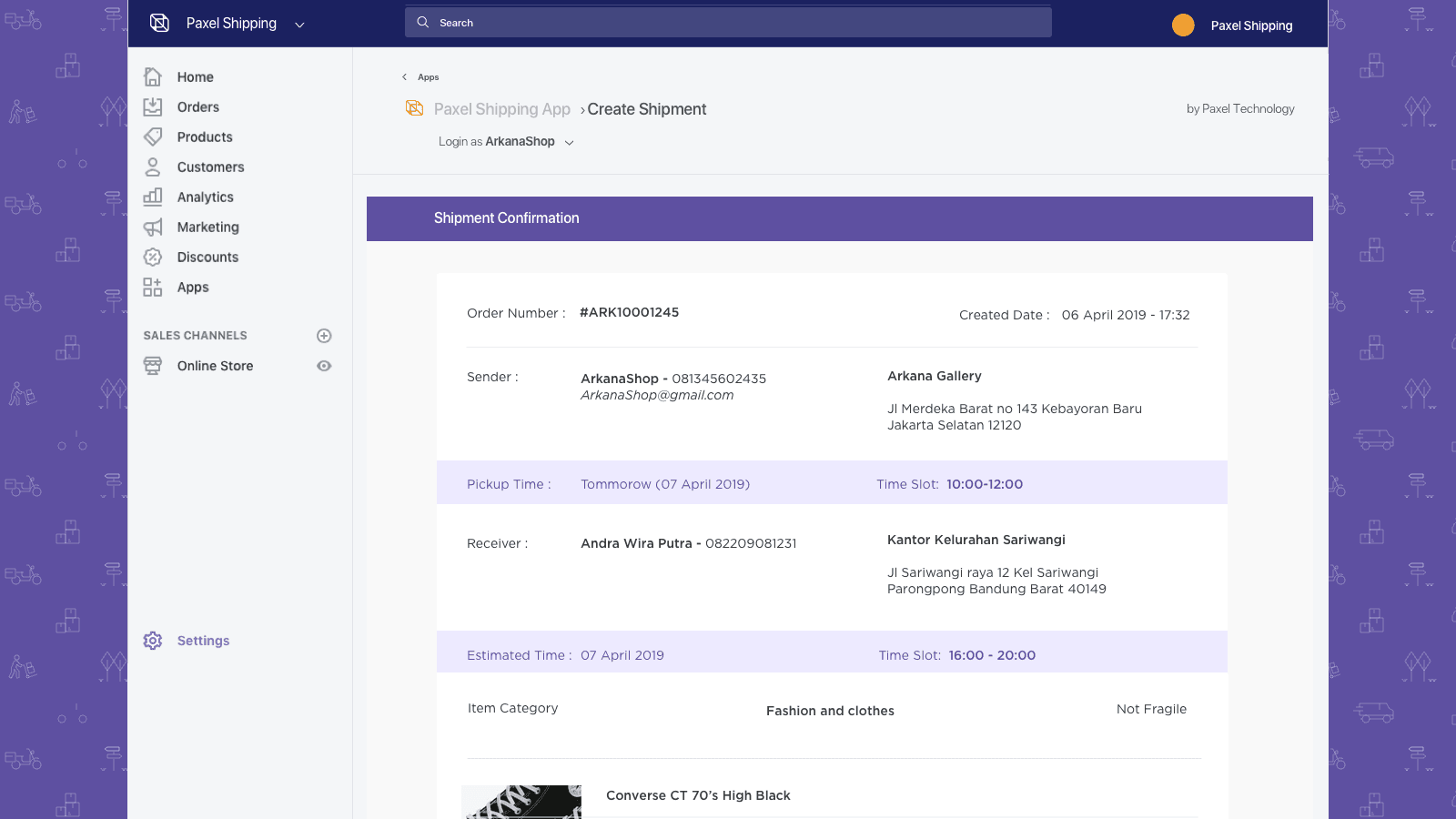 Konfirmasi pengiriman hanya pada satu tempat