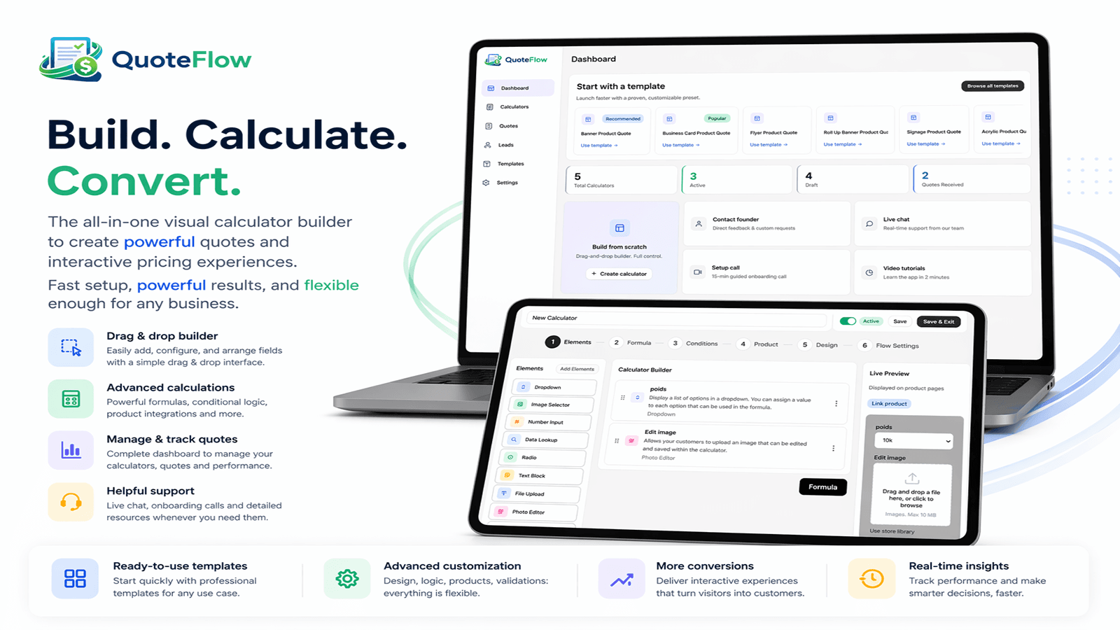 Product configurator with custom options and instant quotes