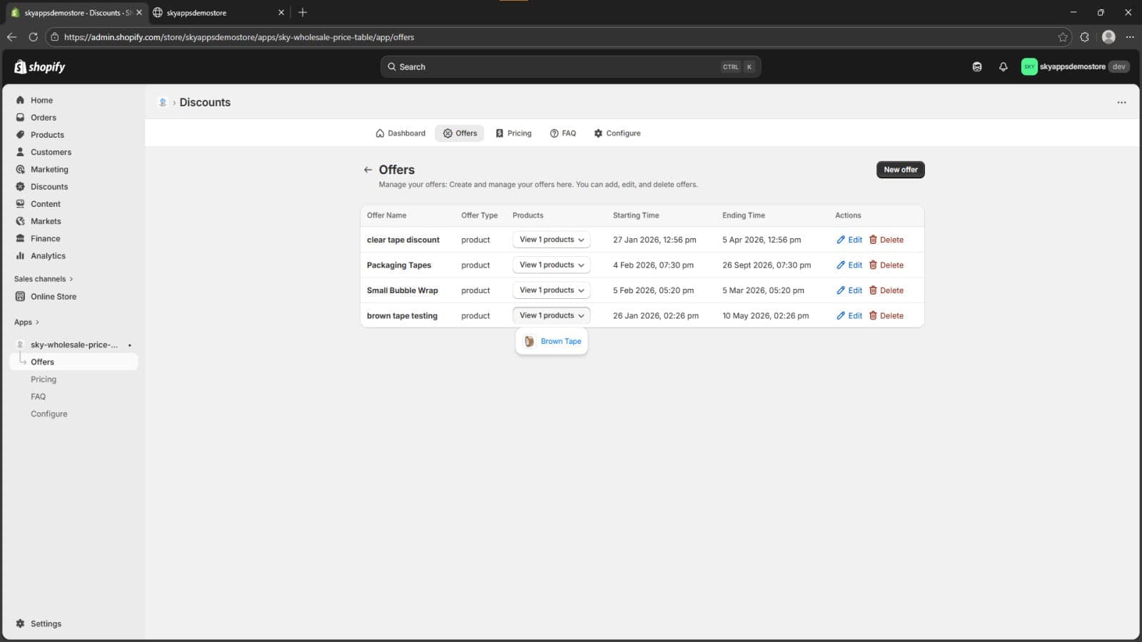 Offer Listing Page