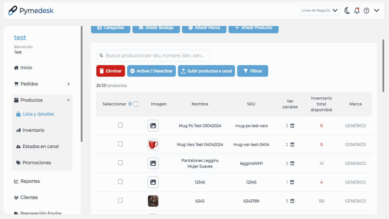 Canales e inventario unificado