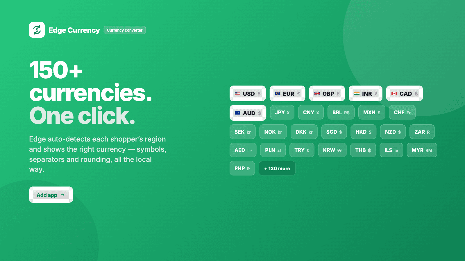 Edge Currency showing local prices with live exchange rates