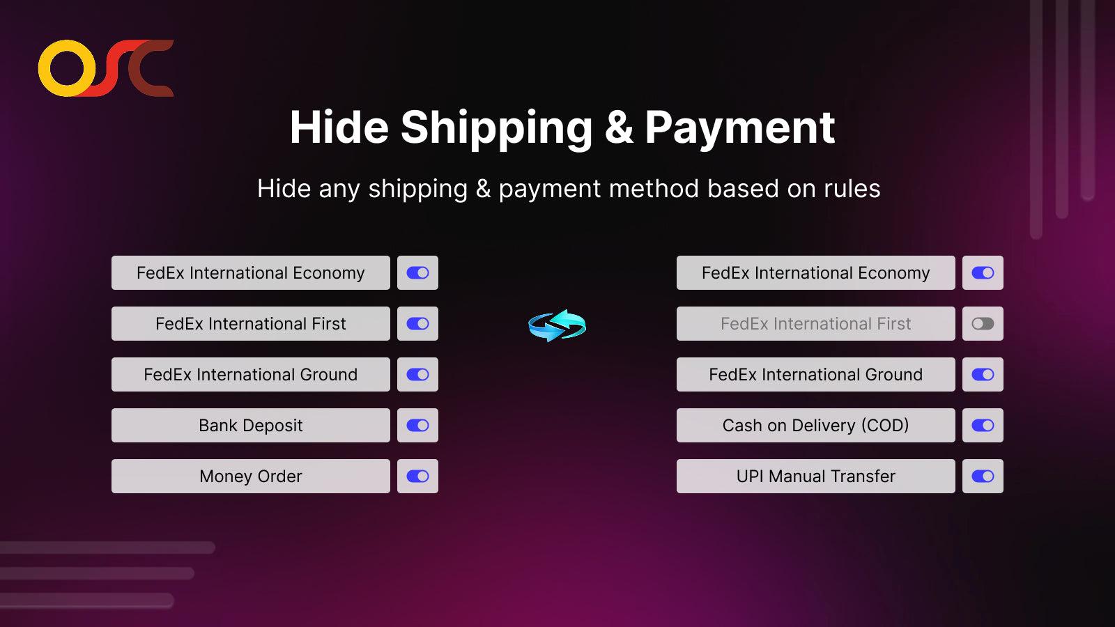 Hide Shipping & Payment Methods
