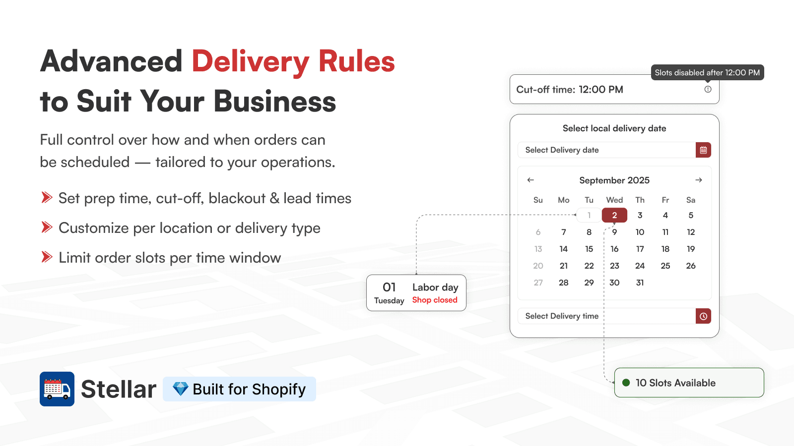 Set rules to control local delivery, pickup & shipping