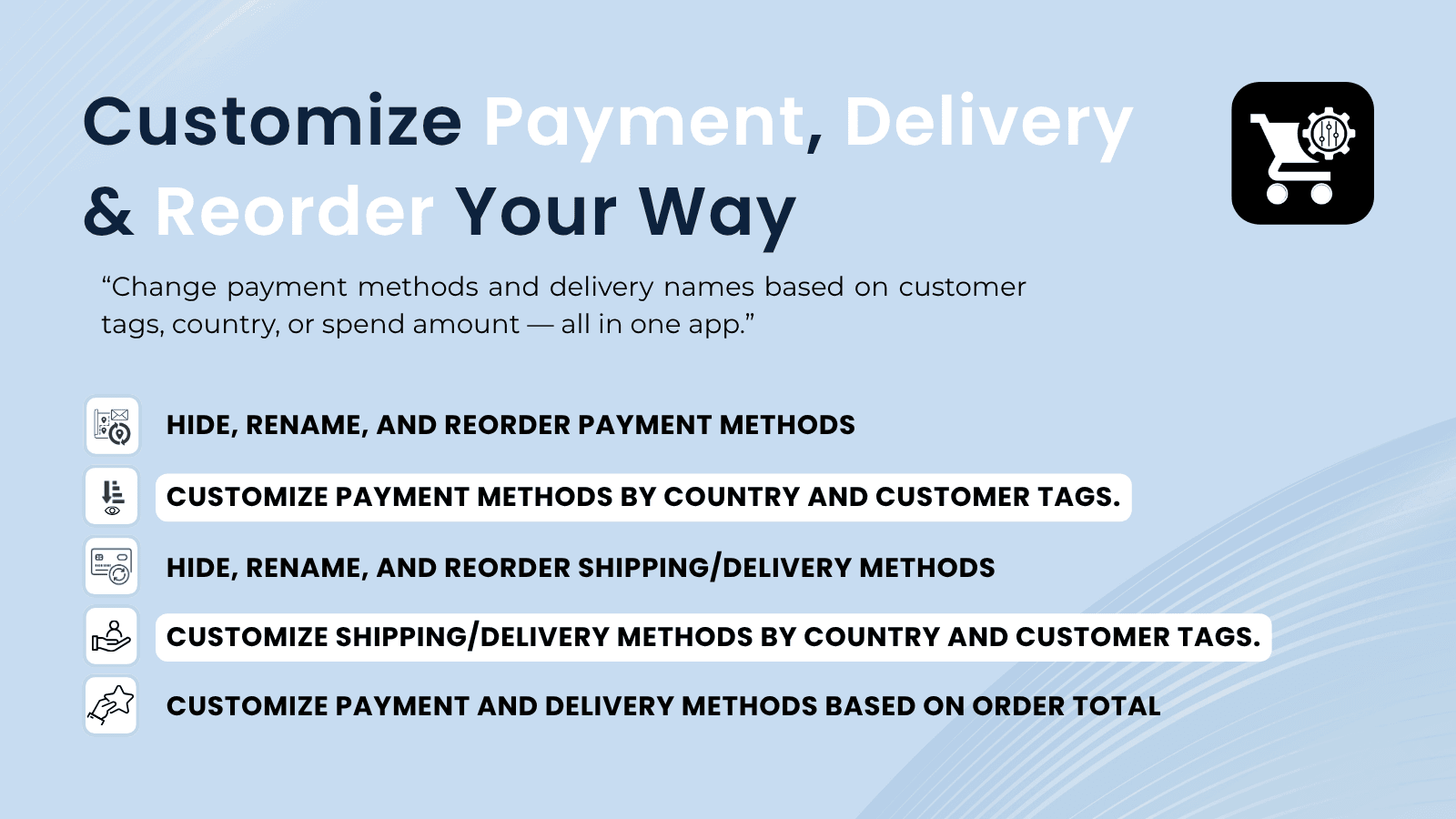 Checkout Payment and Delivery Customization