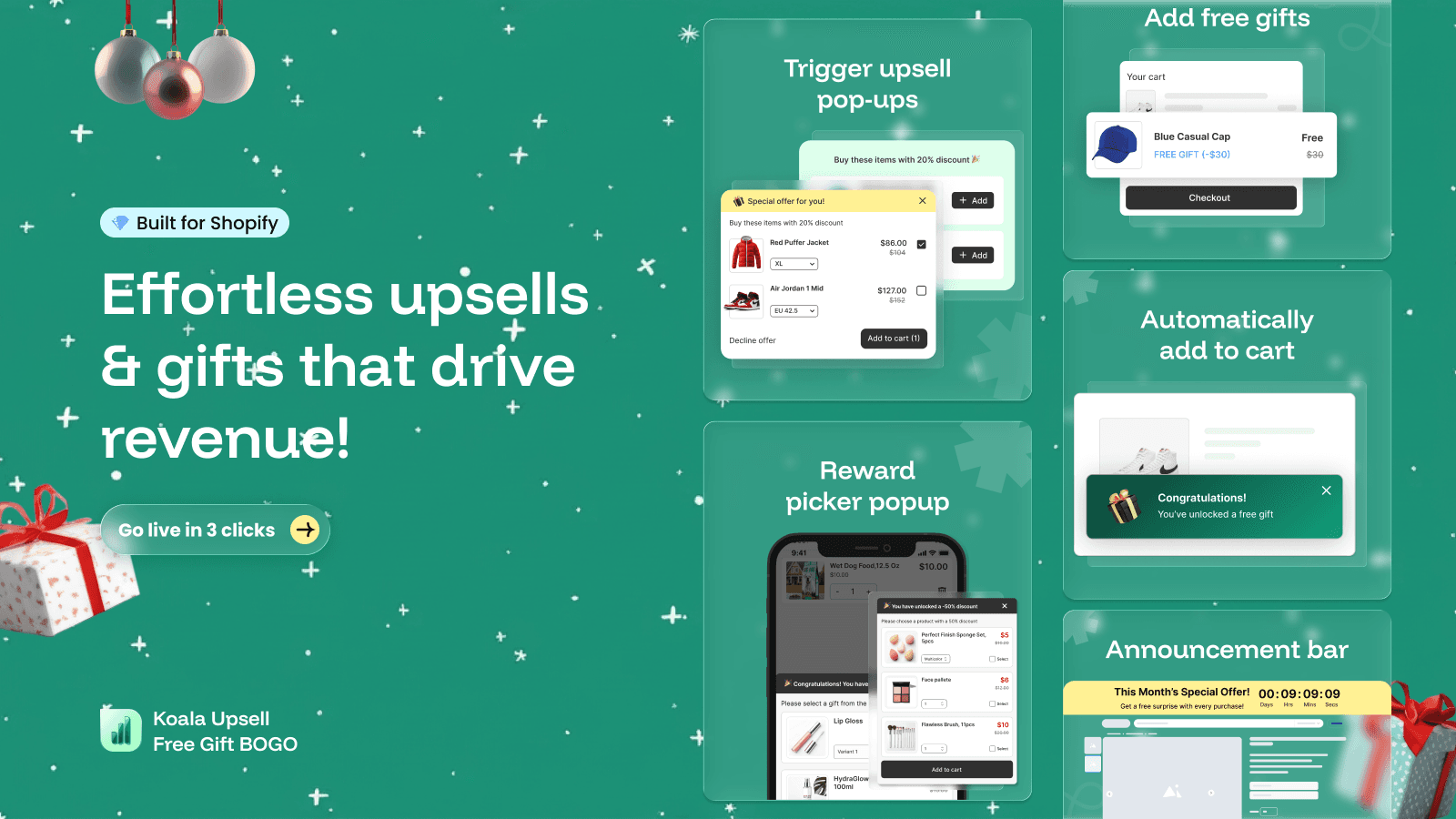 Upsell, Buy X Get Y and Gift strategies all in one app