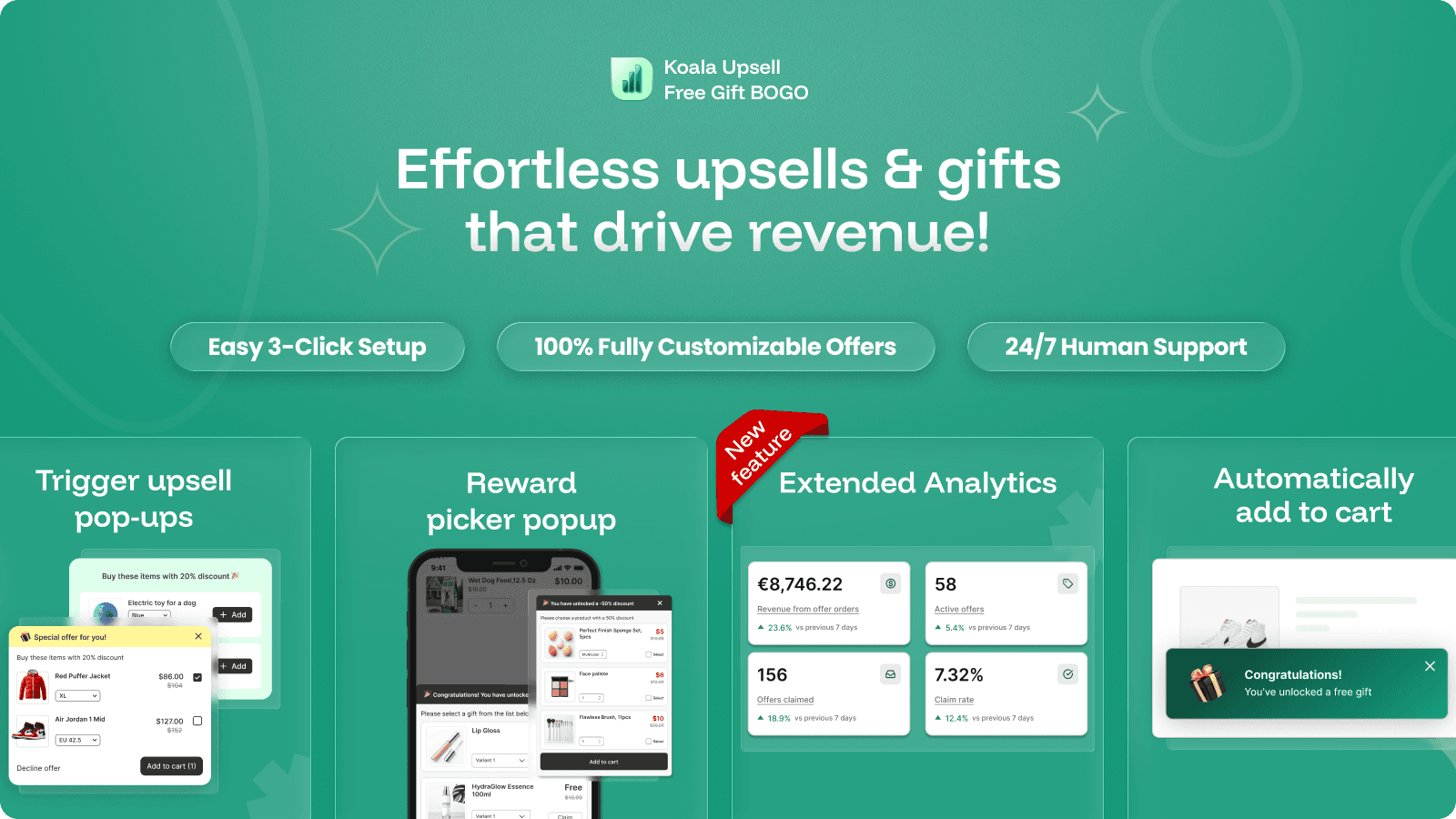 Upsell, Buy X Get Y and Gift strategies all in one app