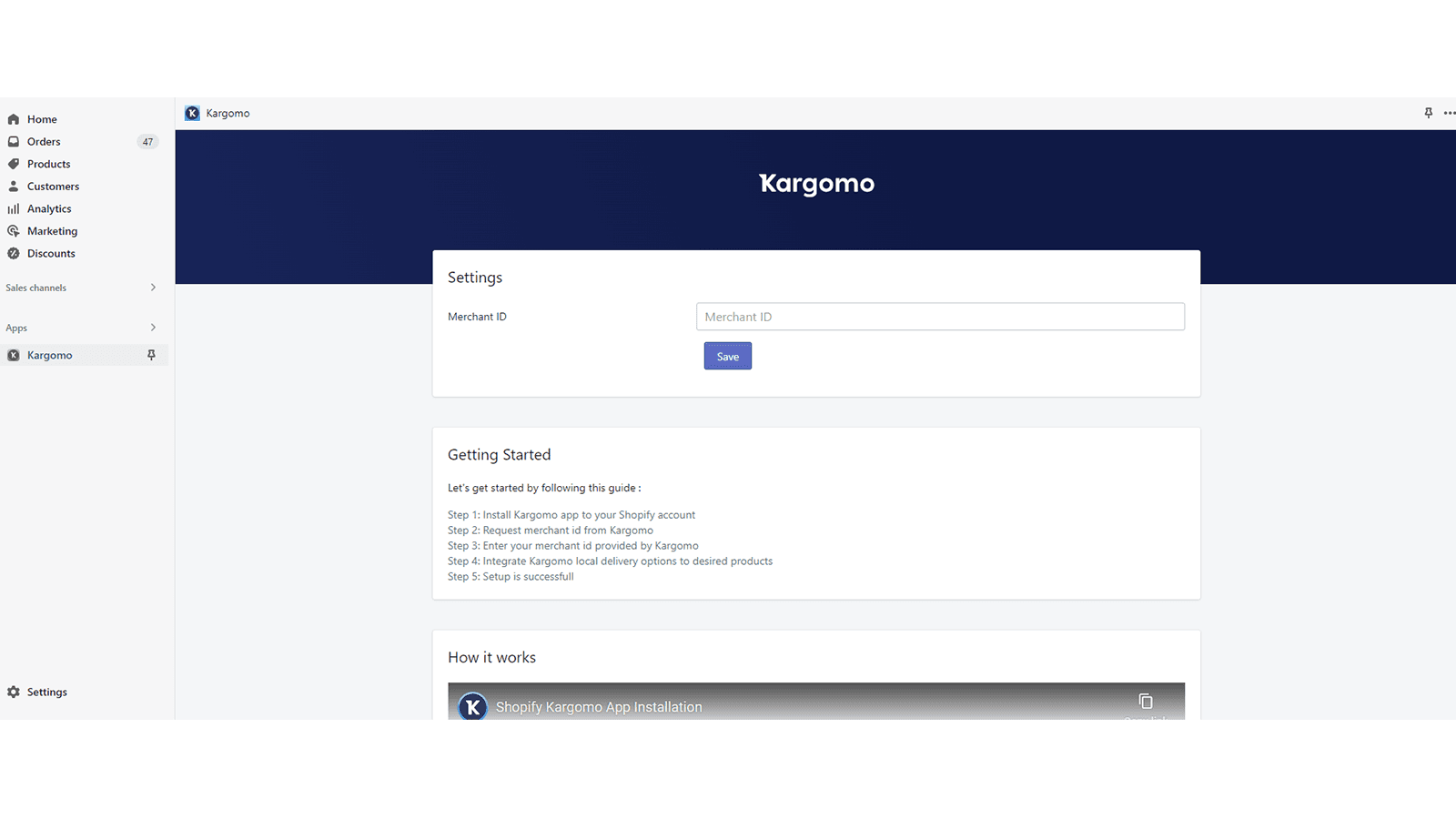 When you add Kargomo app, ask for your access token