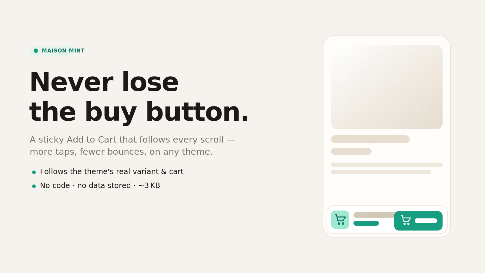 Sticky Add to Cart bar pinned to the bottom of a product page