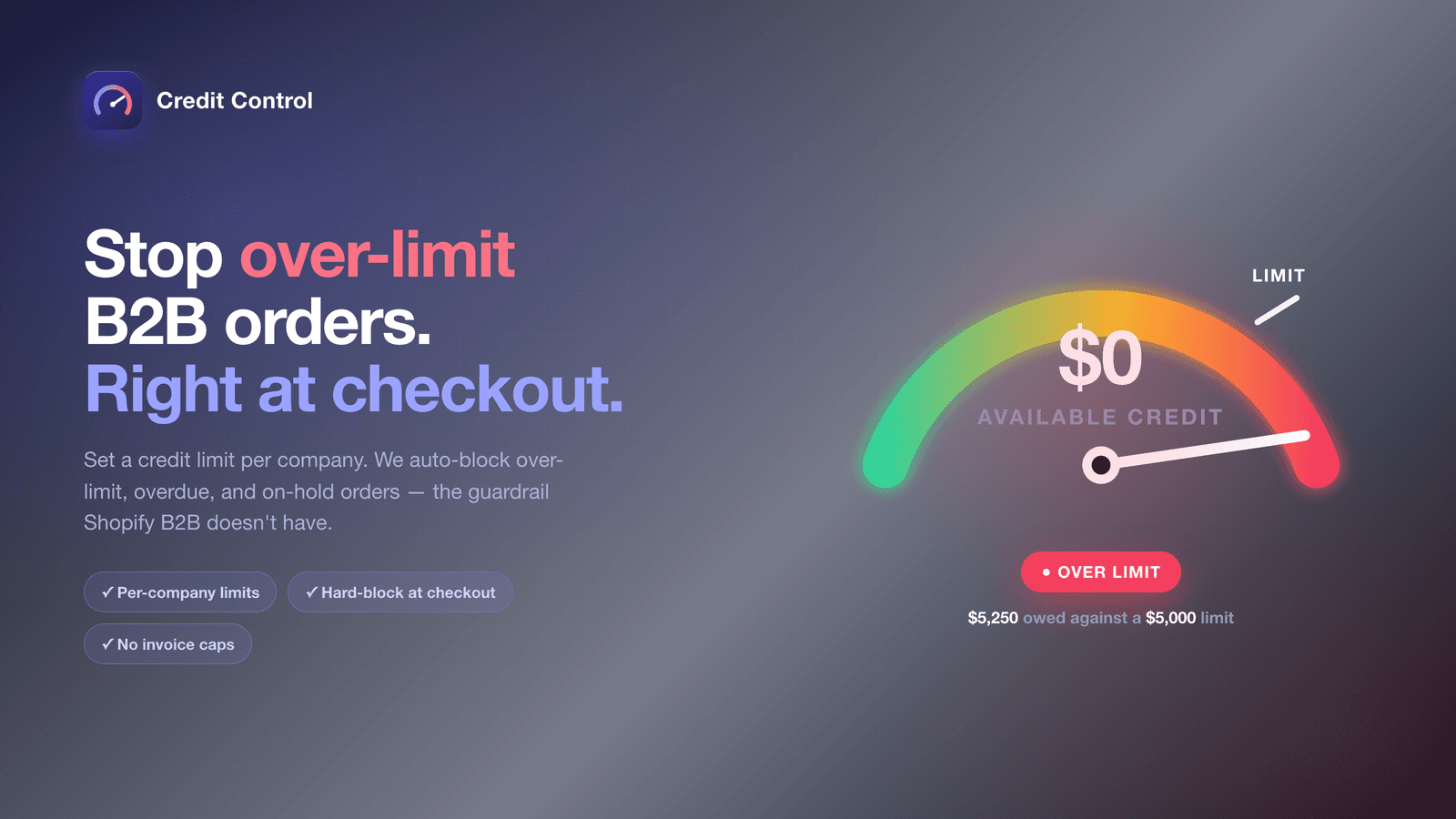 Credit Control: block over-limit B2B orders at checkout
