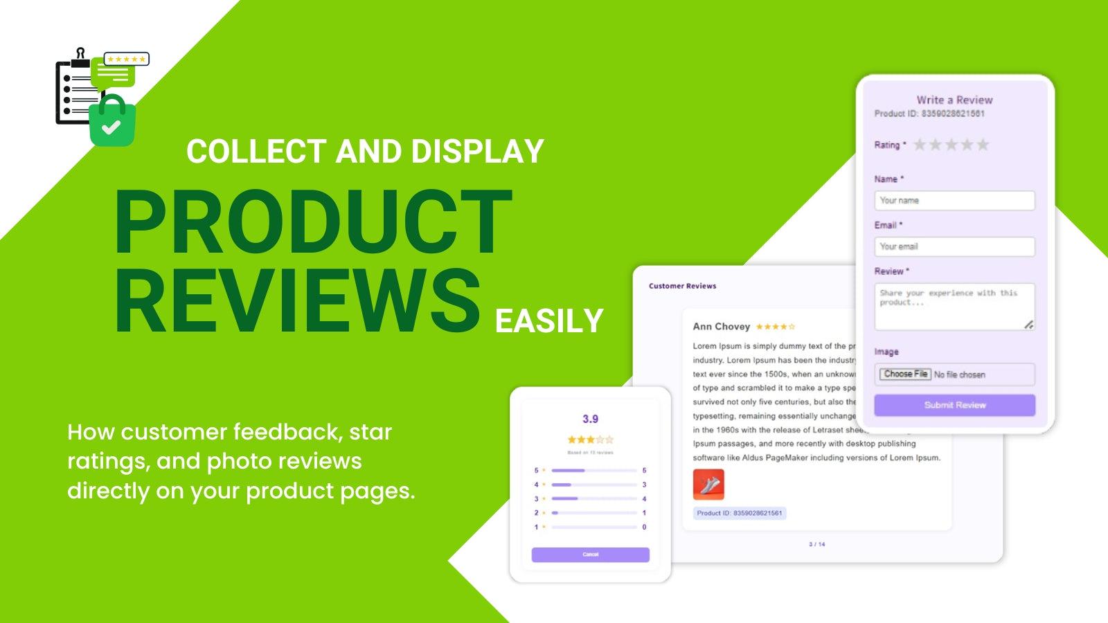 Collect and manage photo, and text reviews