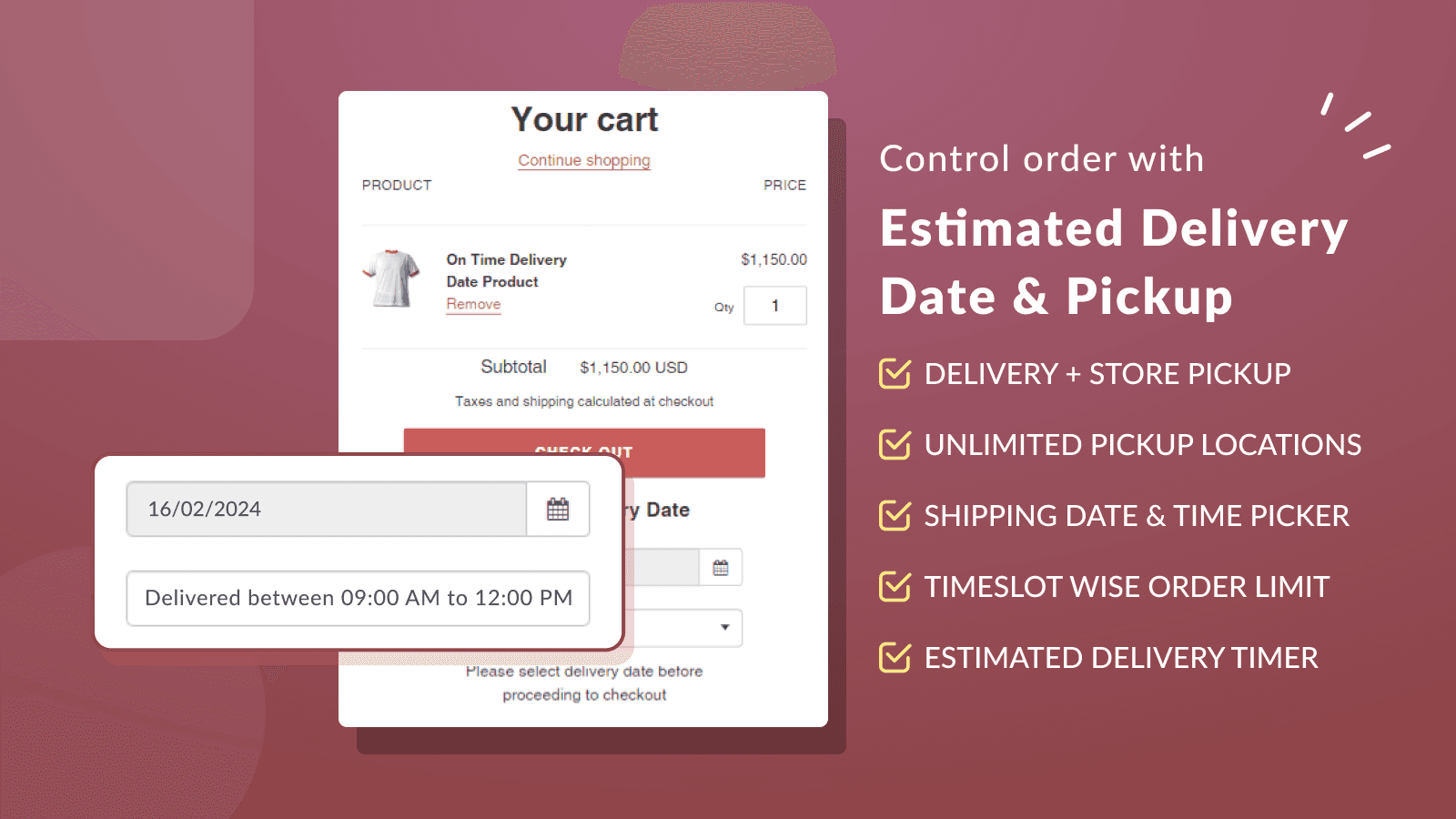 Delivery date and pickup shopify app