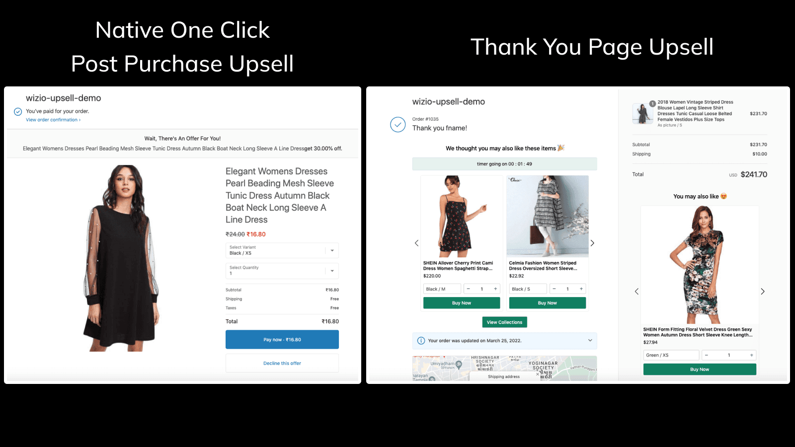 native one click post purchase and thank you page upsell