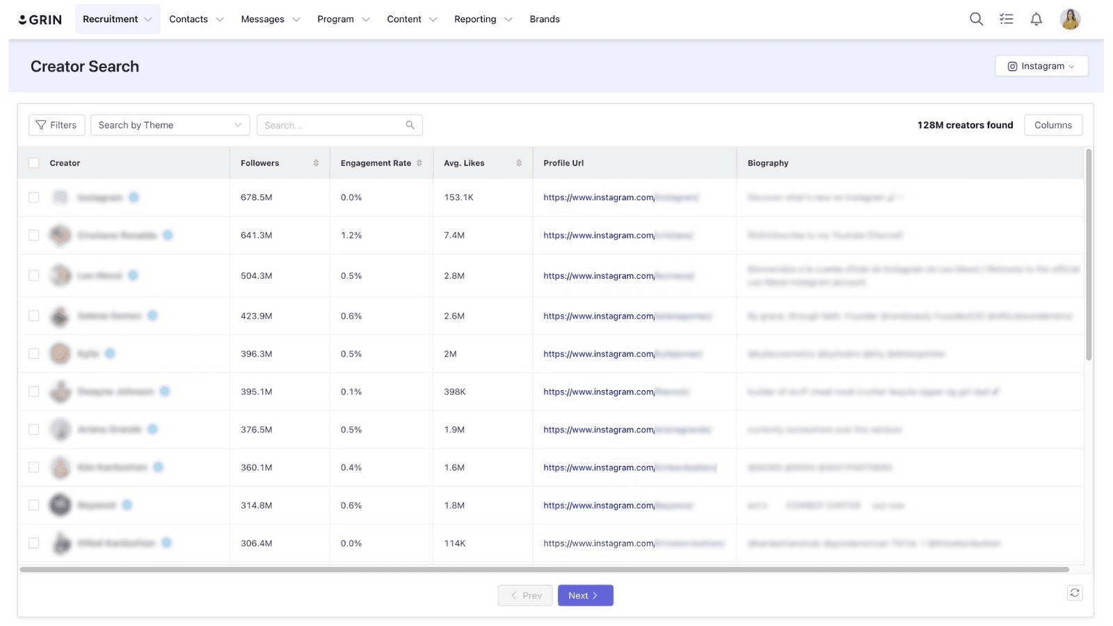 Find creators from our database of over 300 million creators.
