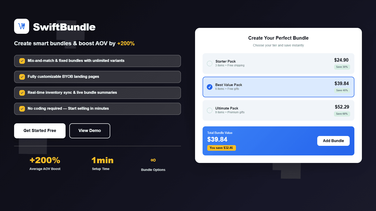 Let customer mix and match product to to create their own bundle