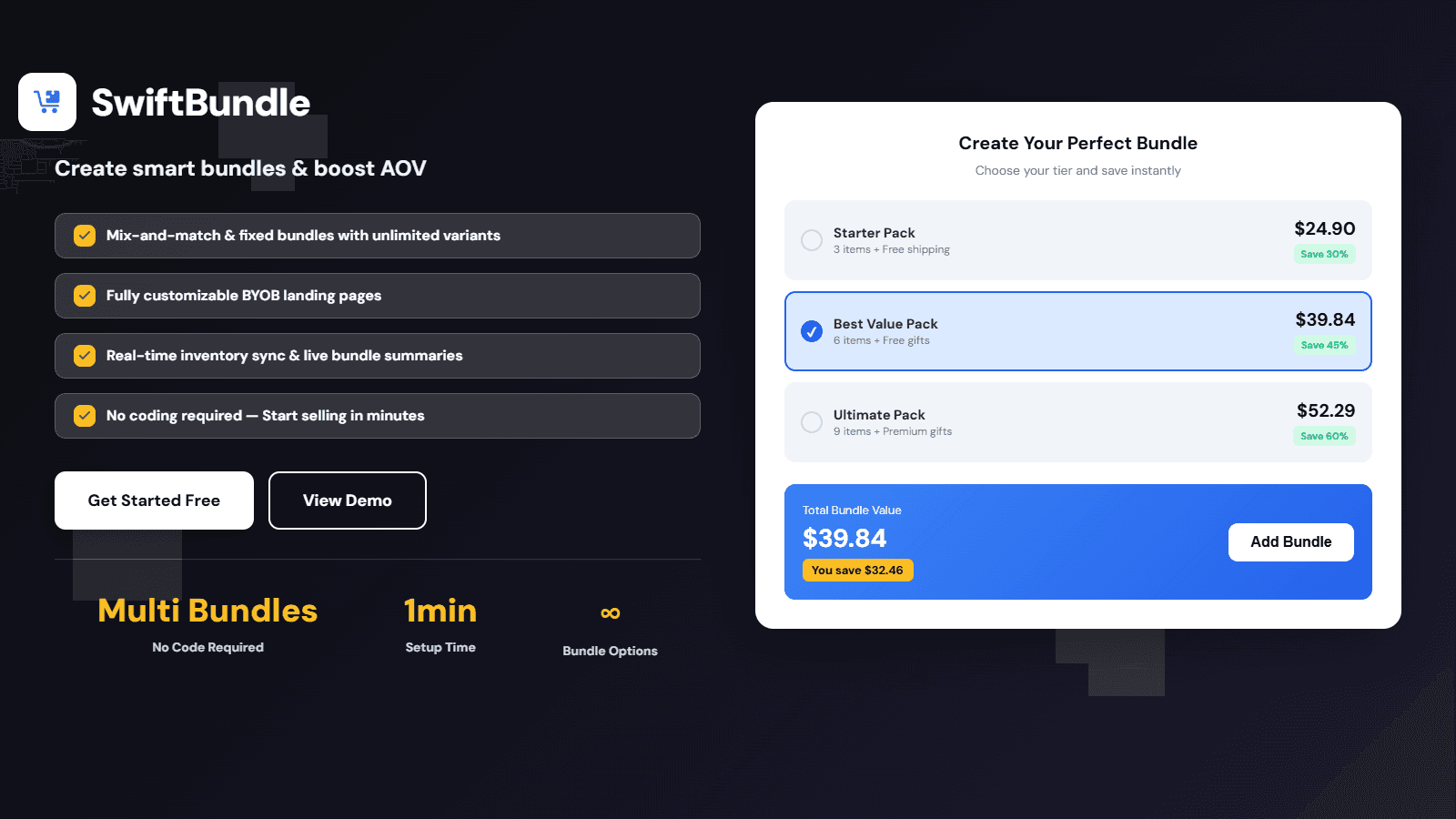 Let customer mix and match product to to create their own bundle
