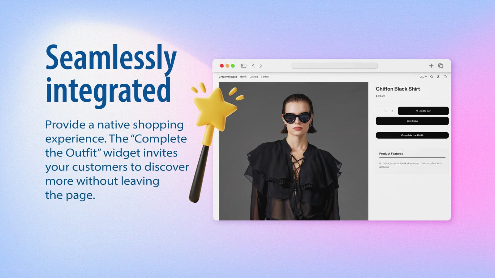 Showcase of the app's seamless integration with a modern Shopify