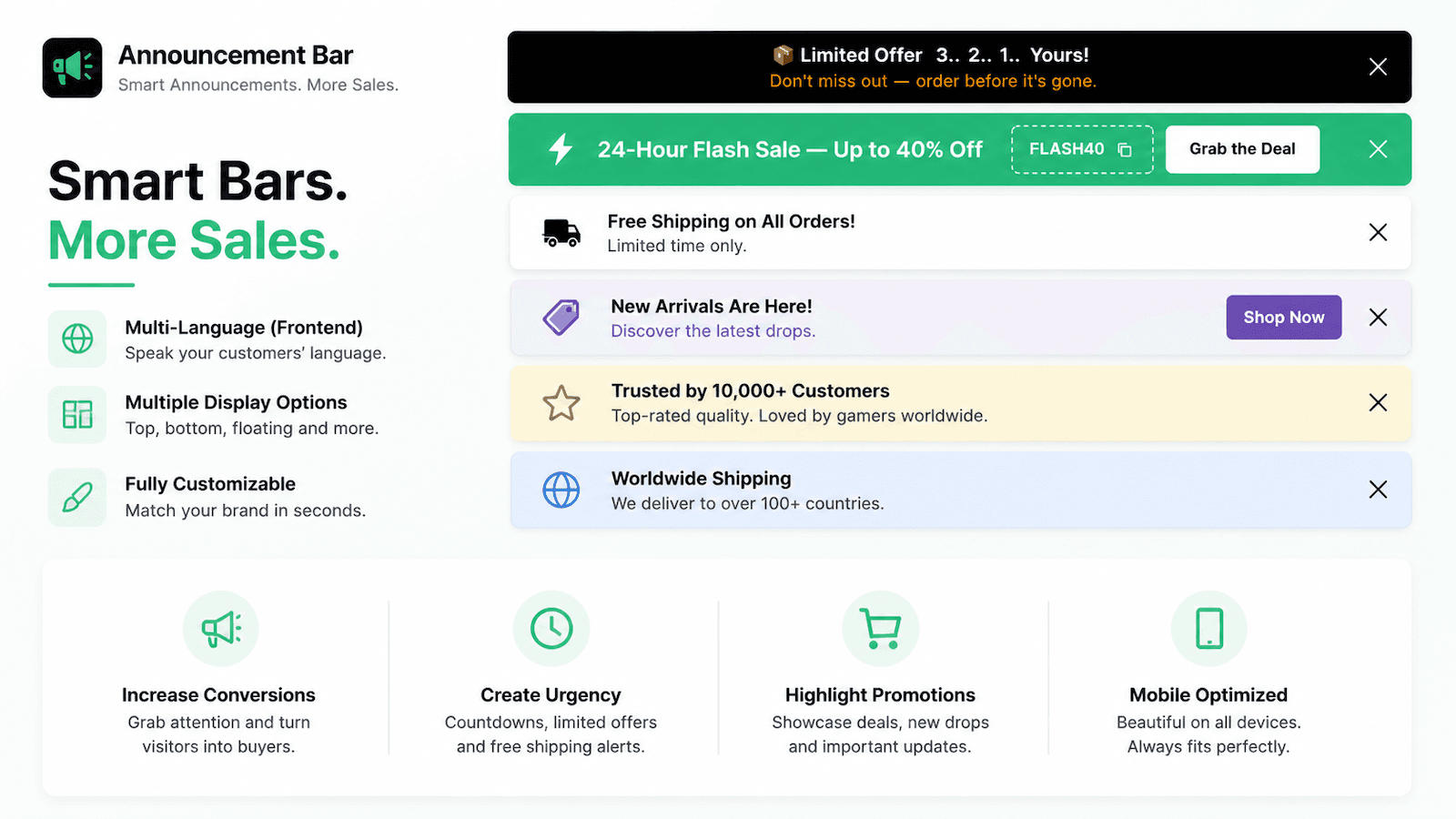 Smart Bars for more sales in Shopify