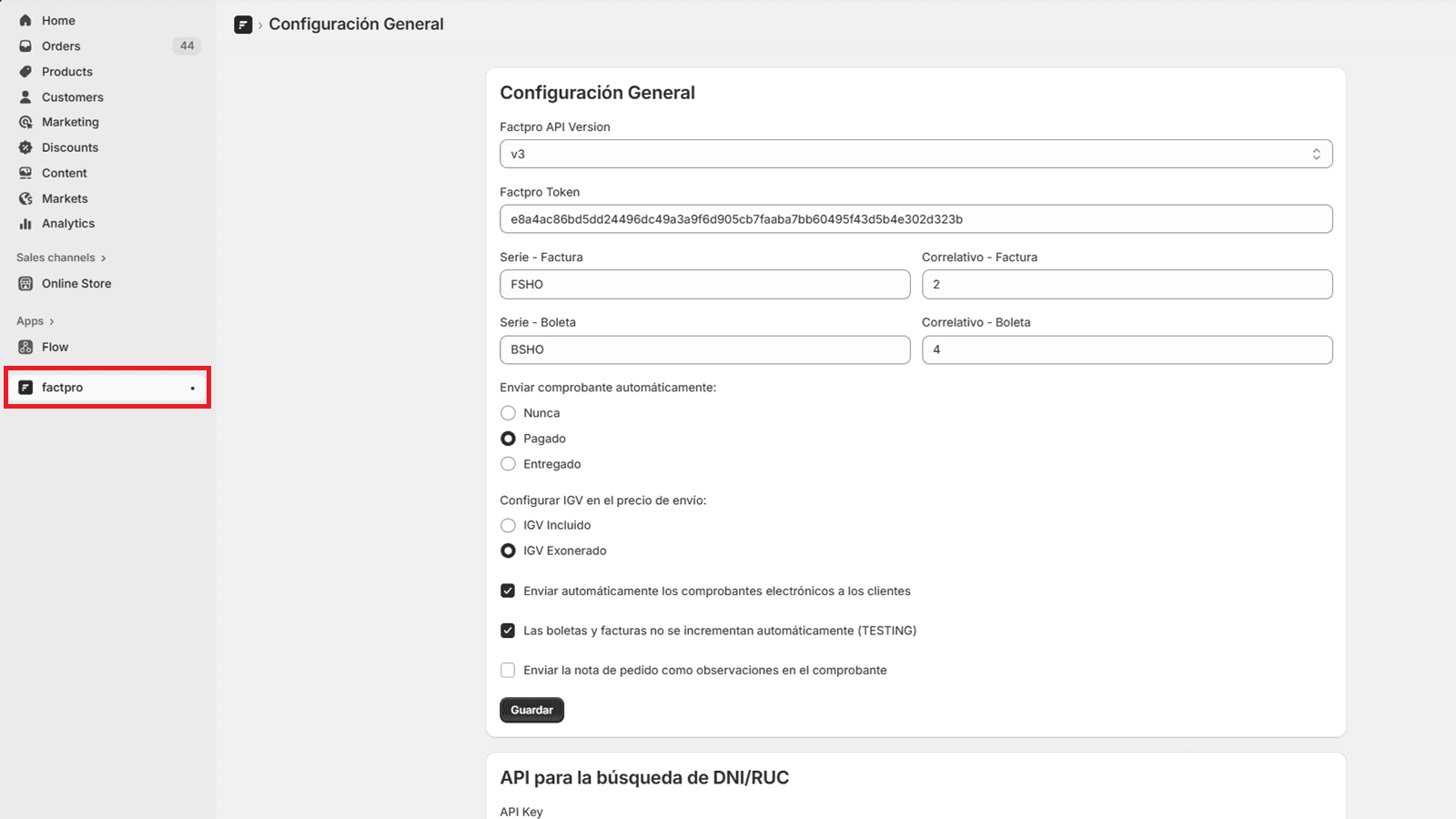Settings Page