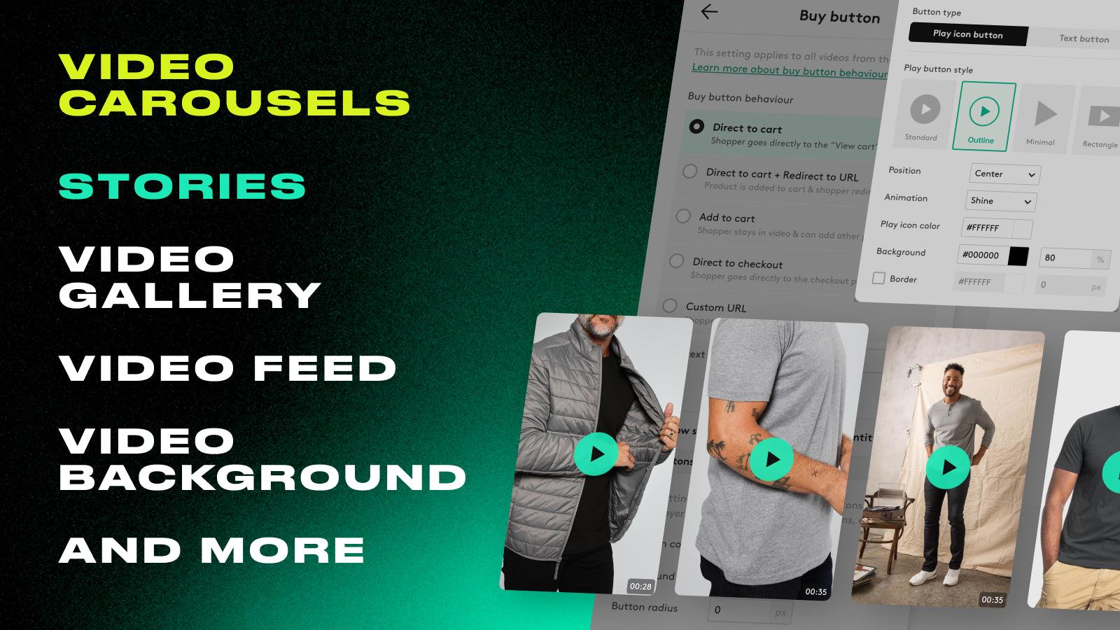 Shoppable video, video maker, video gallery, video slideshow