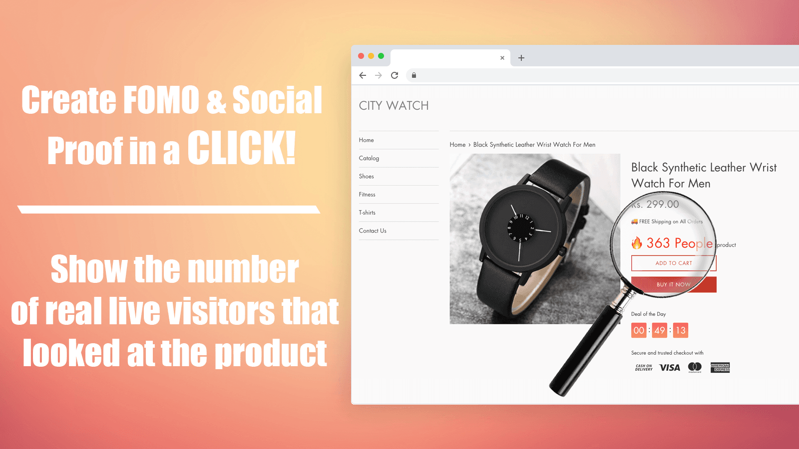 The app in action: The Live Visitors Counter in the product page