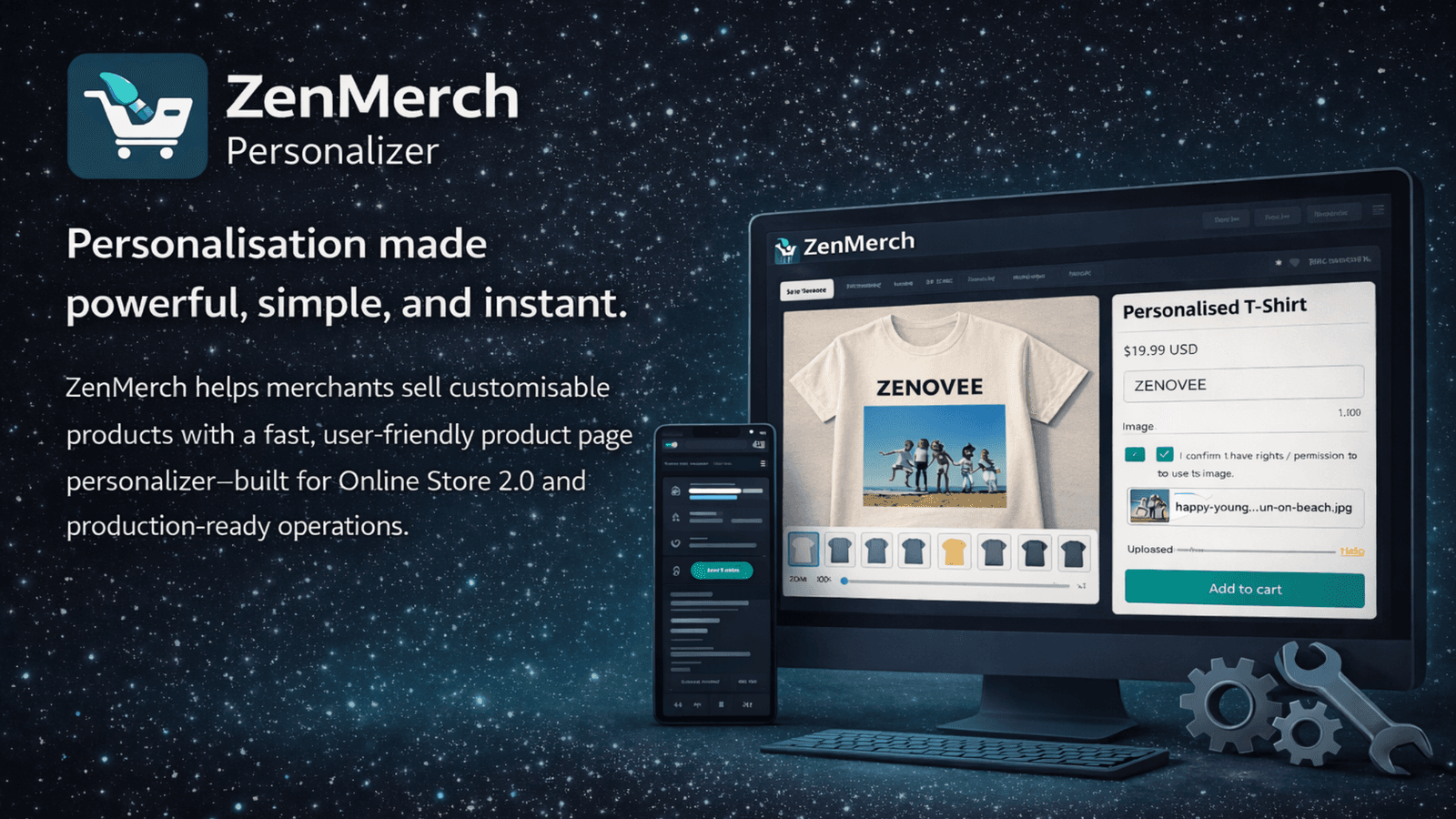 ZenMerch app live product personalization preview on Shopify