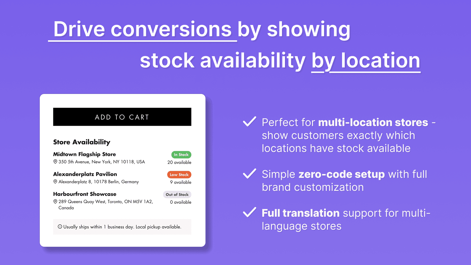 Drive conversions by showing stock availability by location