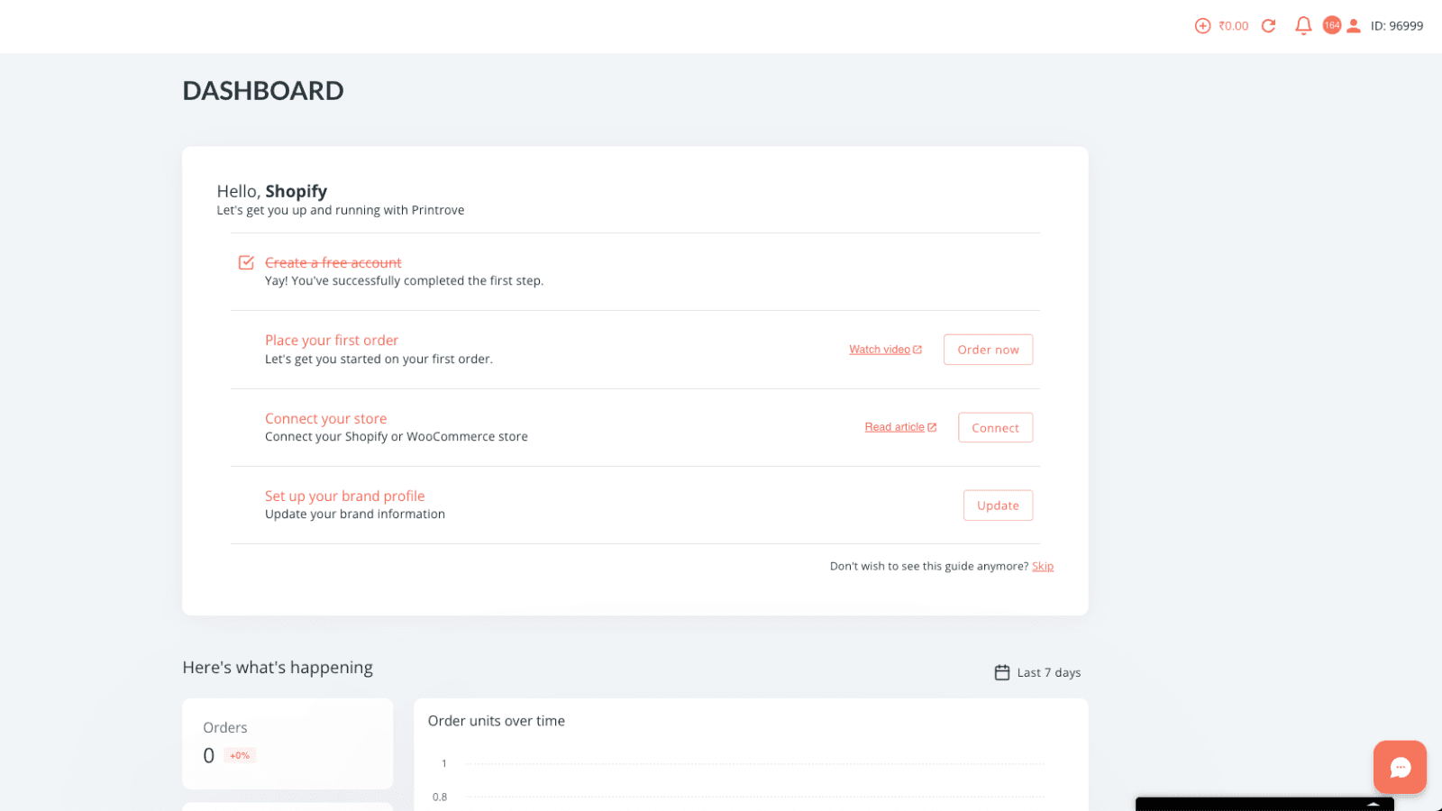 Printrove Merchant Panel Dashboard
