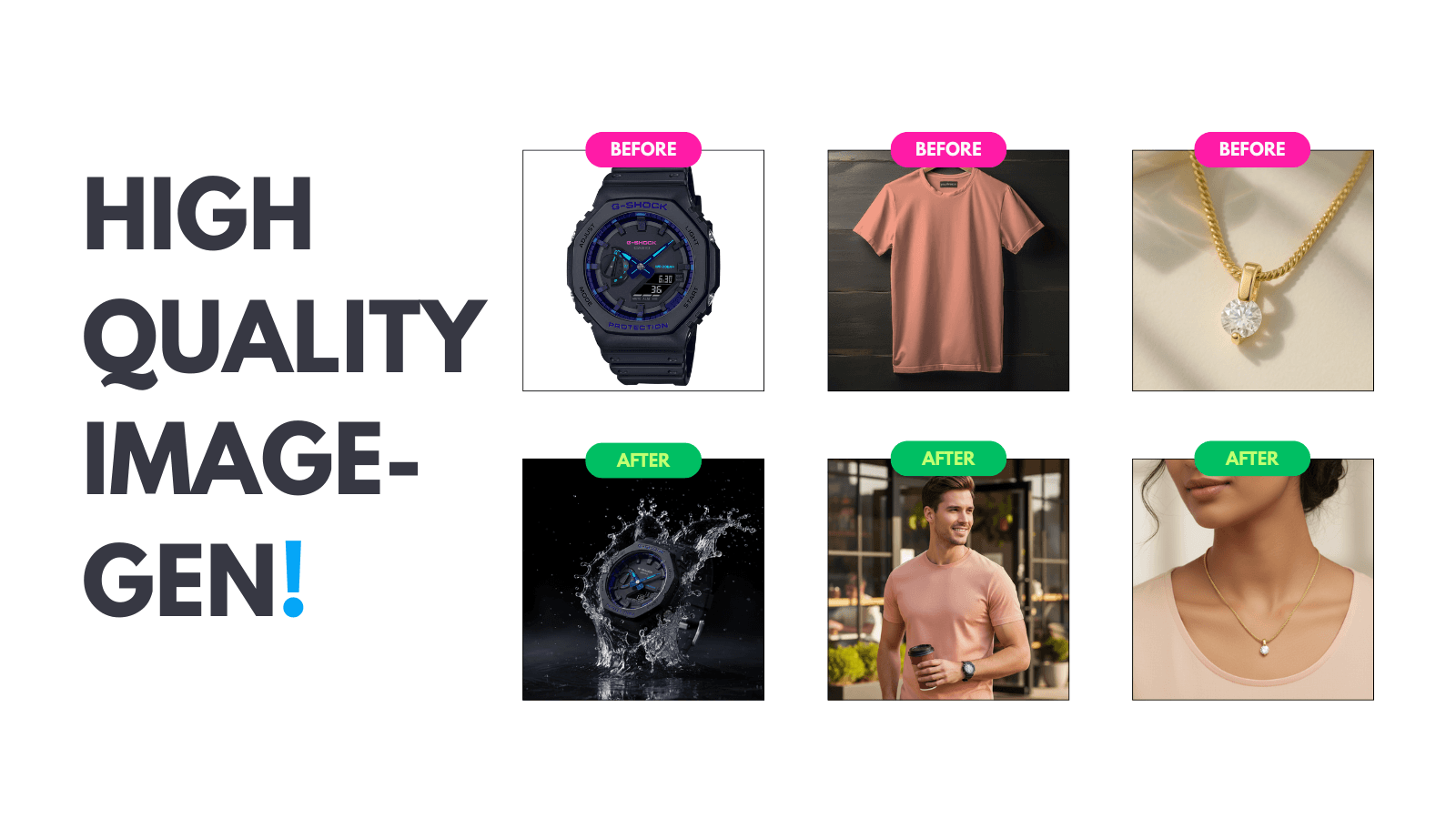 Generate high-quality studio-styled product images/photoshoot