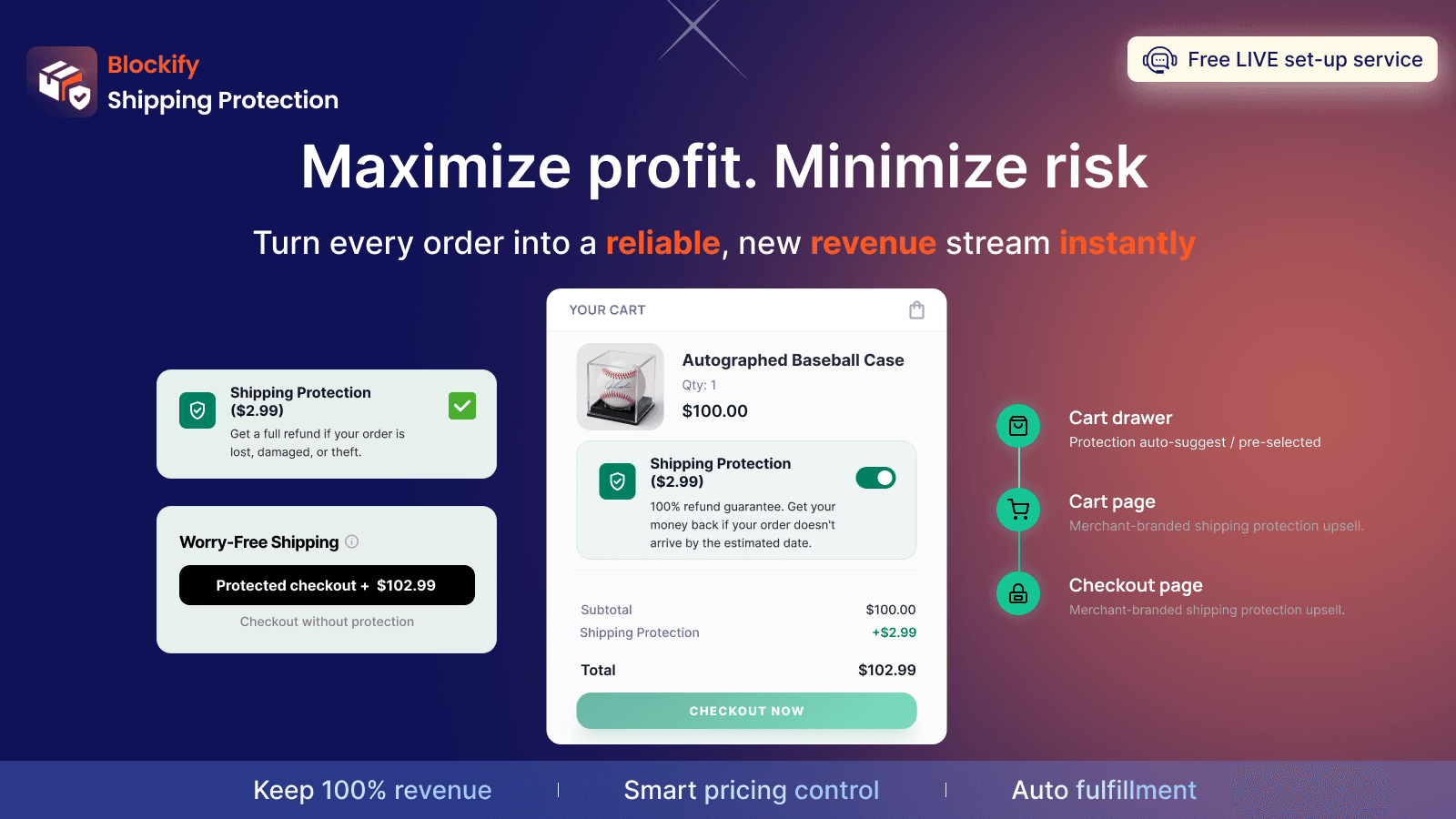 Blockify Shipping Protection app on Shopify cart & checkout