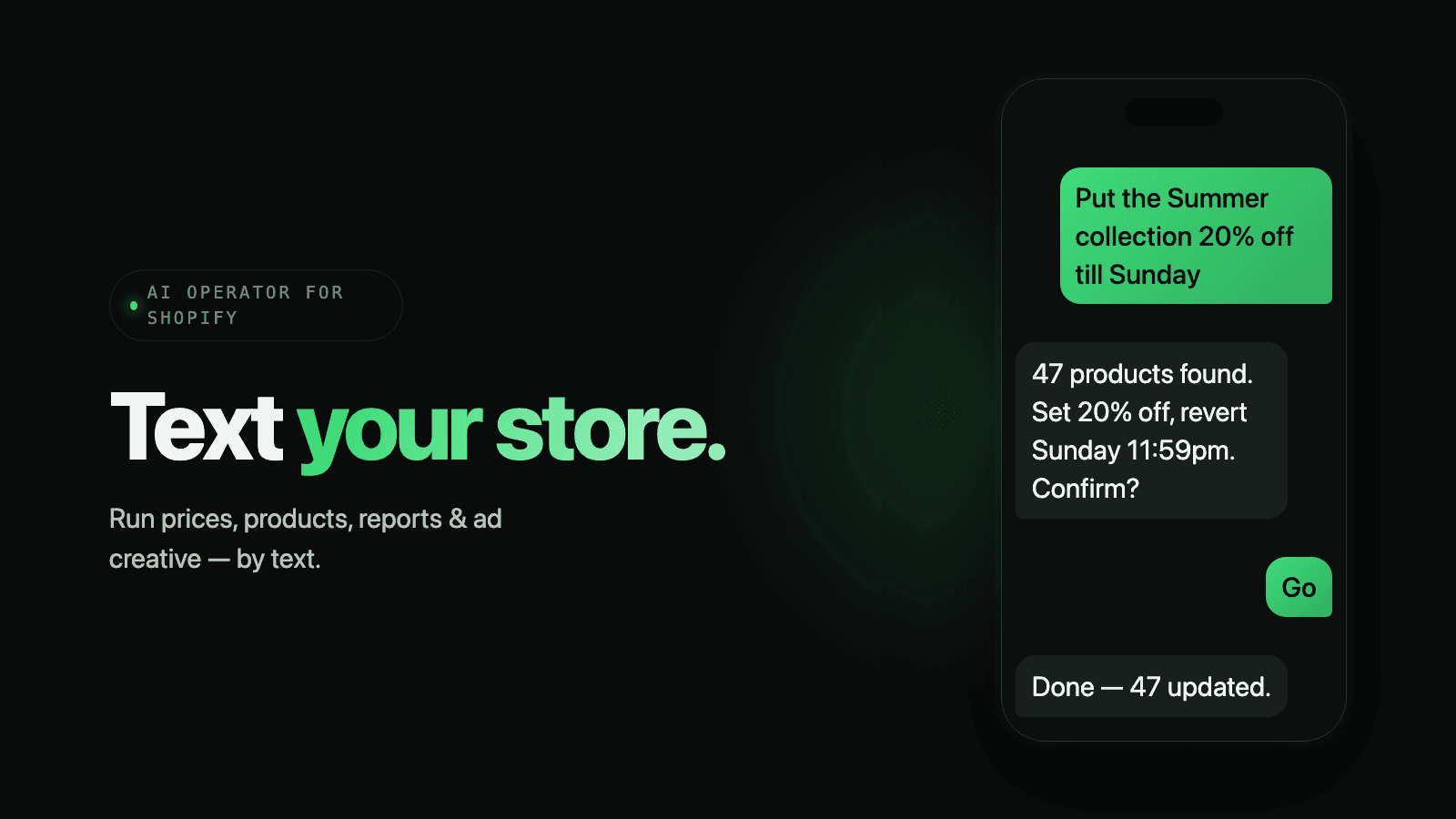 Text your store — your AI store operator