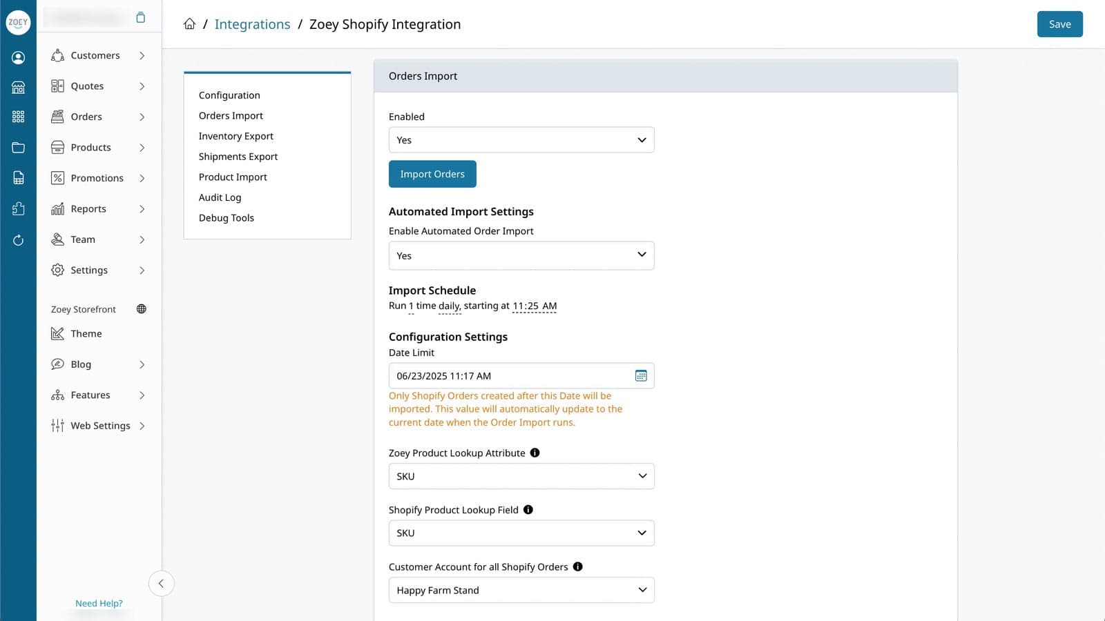 Zoey Admin App Settings