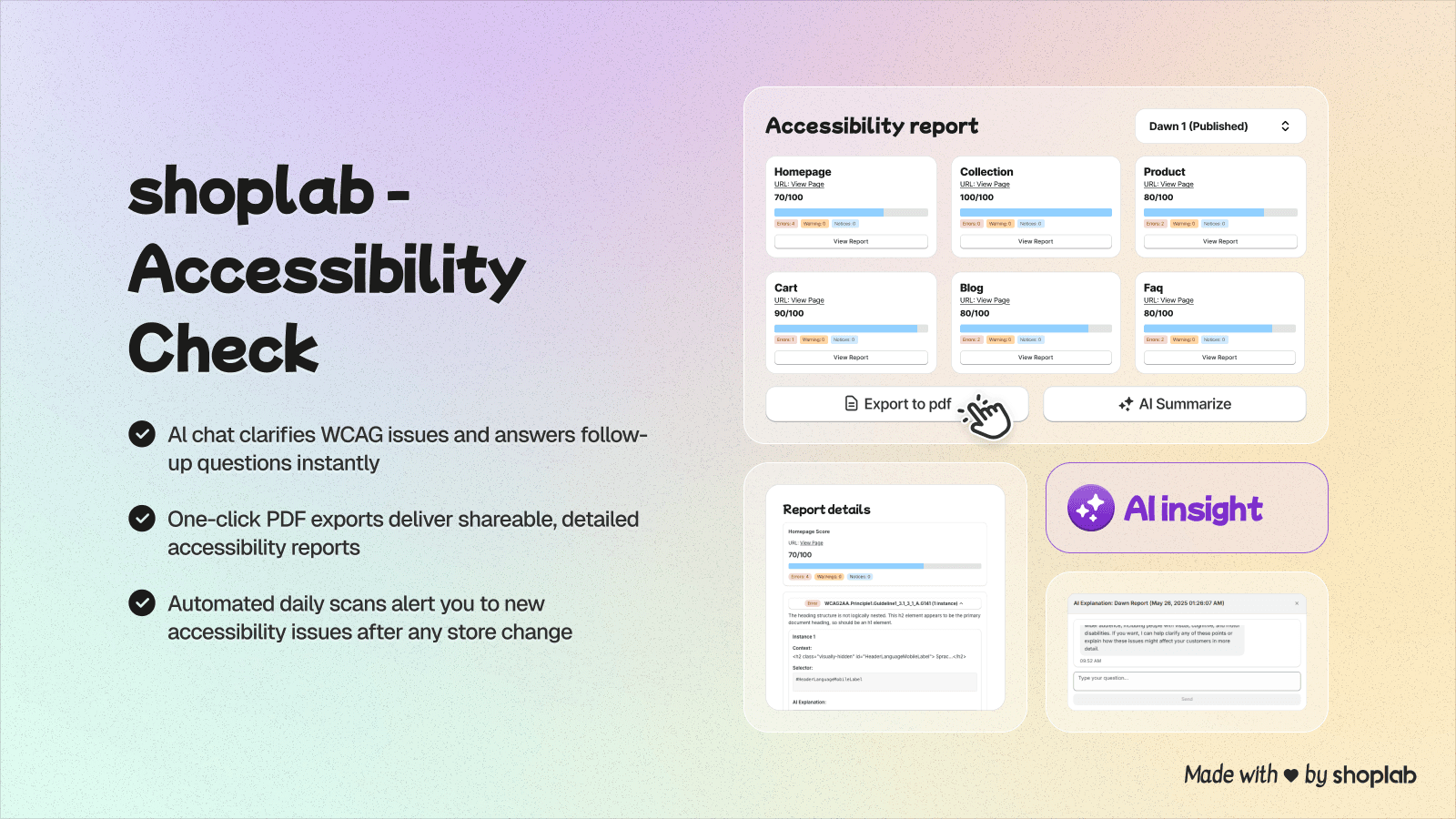 Image about shoplab Accessibility Check app and its features