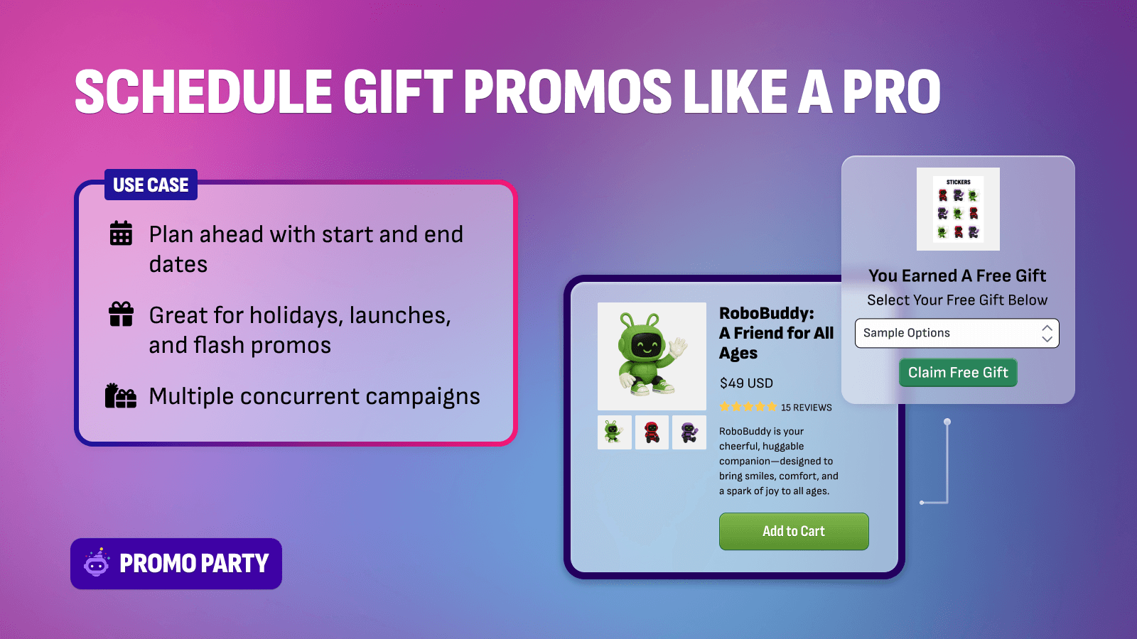 Launch free gift with purchase promos with start and end dates