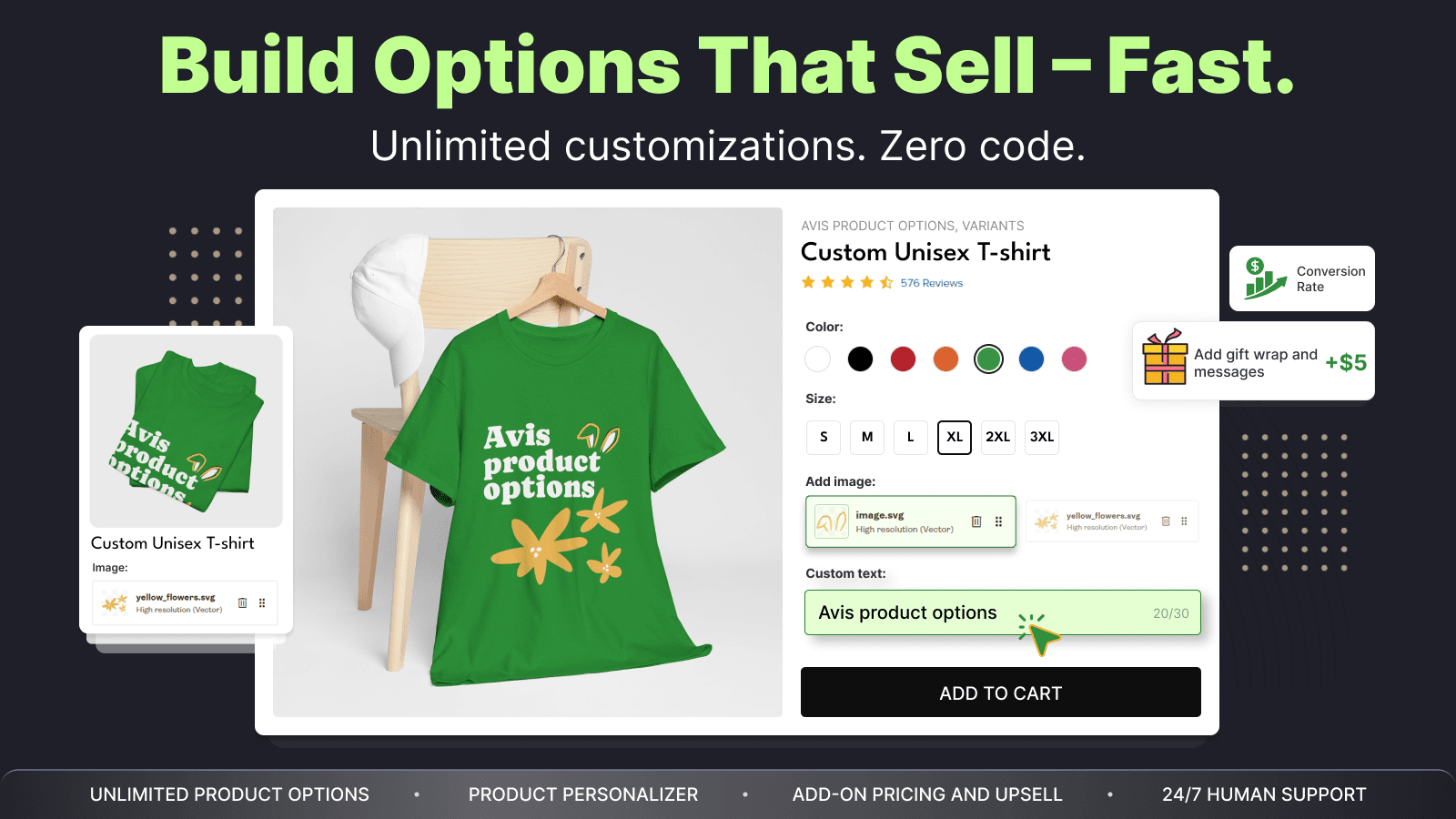 Unlimited options with Live preview that elevates your products