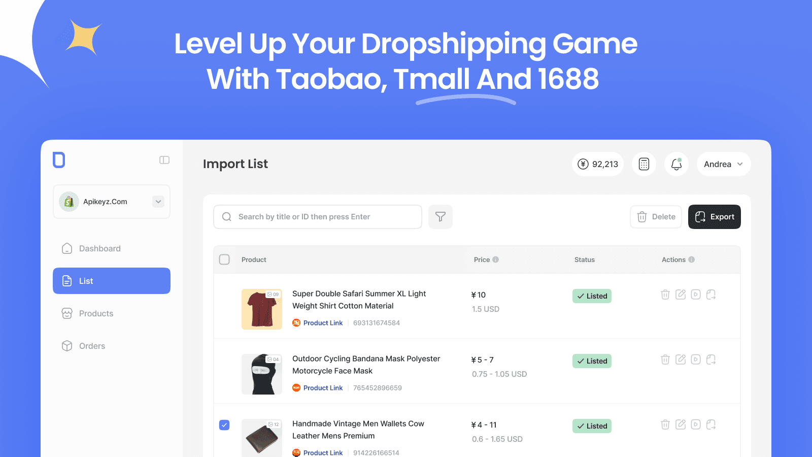 Taobao, Tmall and 1688 dropshipping