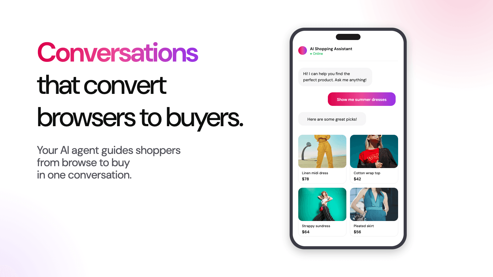 AI sales agent chat with product recommendations on Shopify