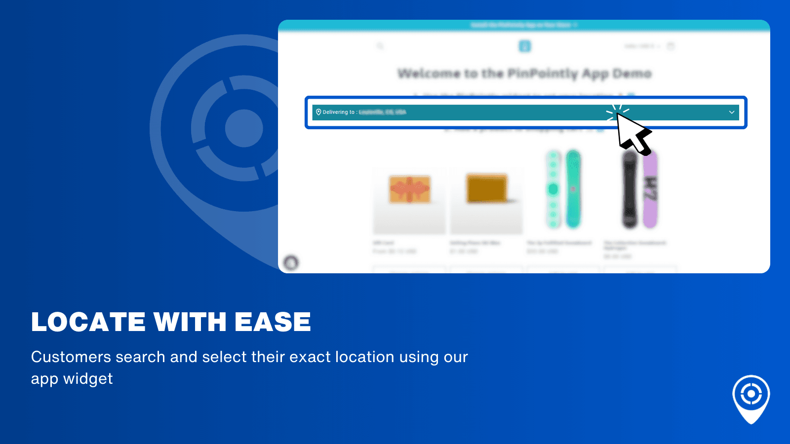 Widget for customers to search and select their location