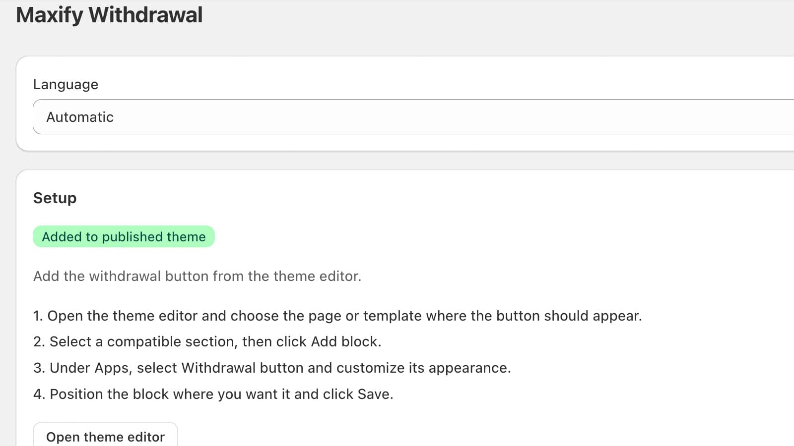 EU Withdrawal Button Shopify App by Maxify