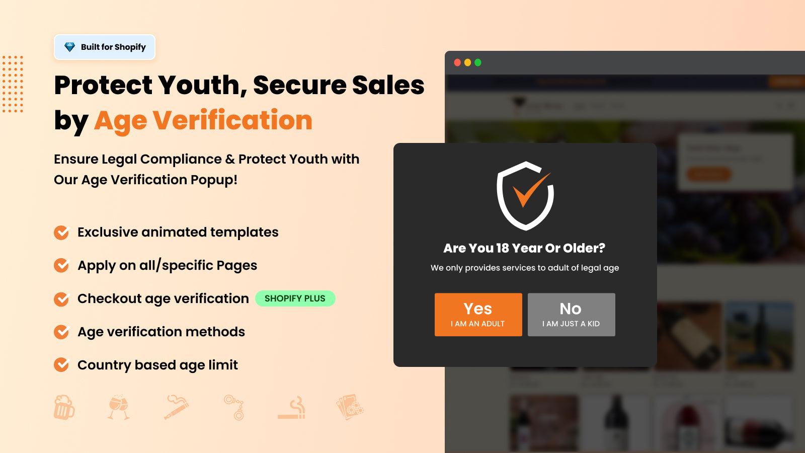 Age Verification popup , Age Checker, age validator, age check