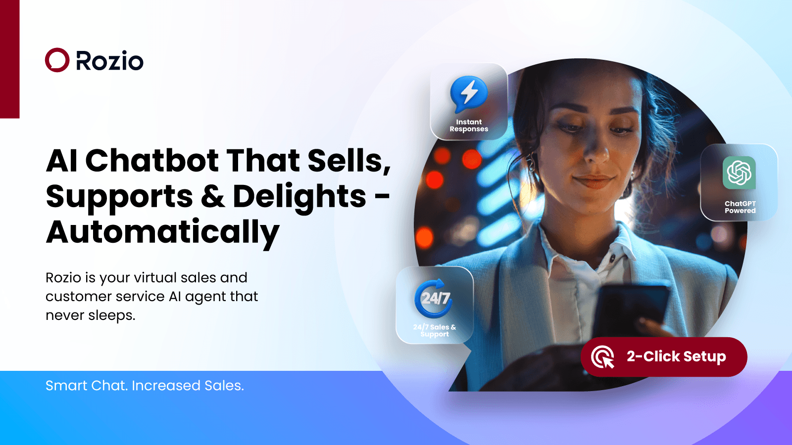 Rozio AI chatbot with 24/7 support for automated store sales