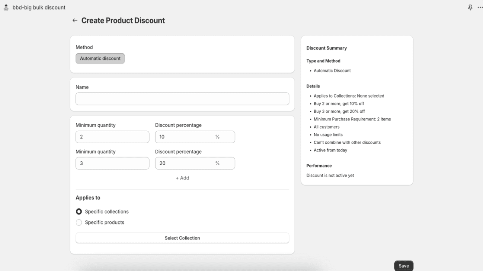 Adding tiered or incremental discount